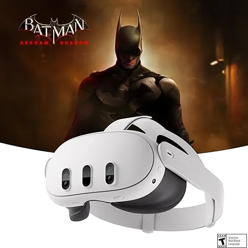 Logo Meta Quest 3 trên nền tối, biểu tượng cho thiết bị VR hàng đầu và hệ sinh thái phụ kiện đa dạng.