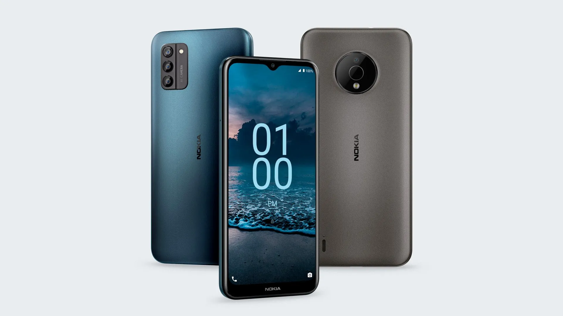 Logo Nokia màu xanh trên nền trắng