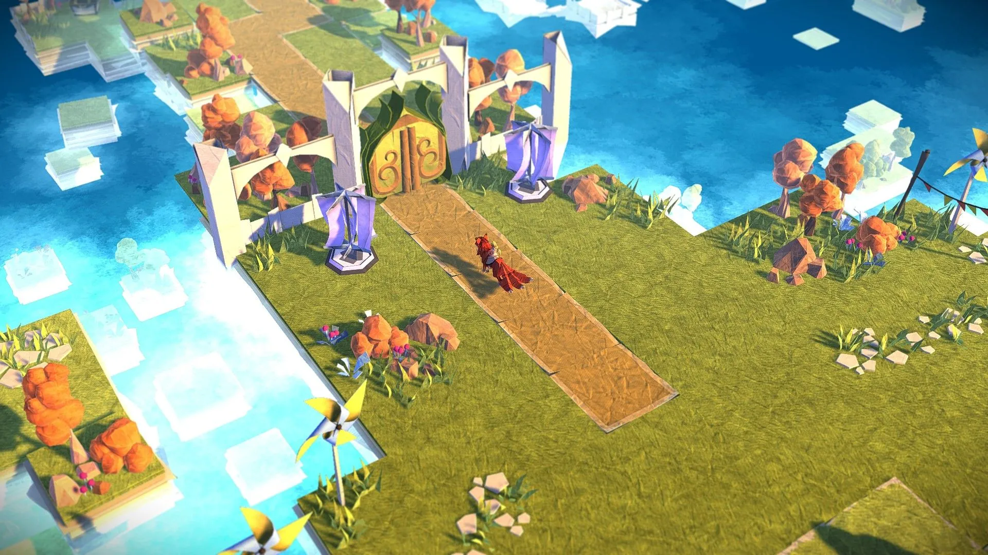 Màn hình gameplay Epistory - Typing Chronicles, hiển thị thế giới sách và các từ để gõ.