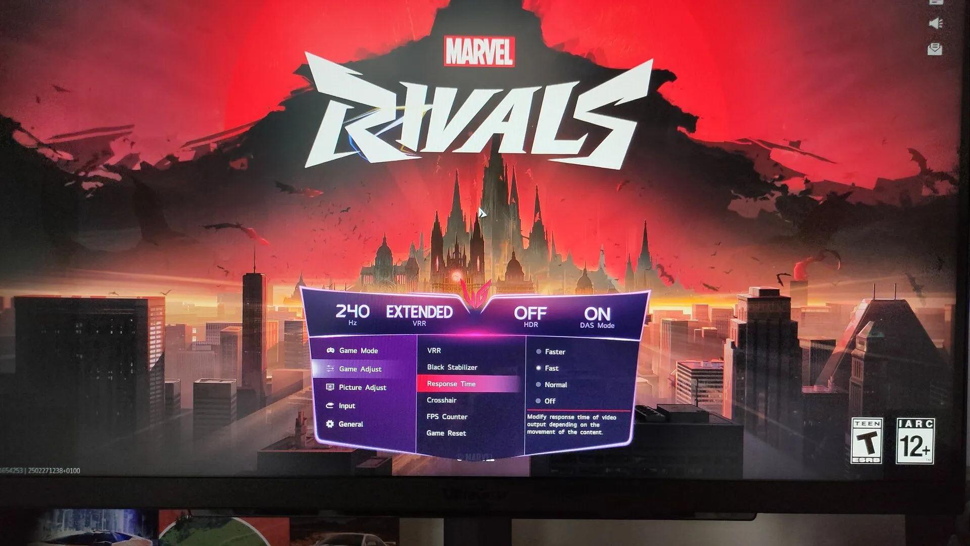 Màn hình gaming LG hiển thị menu cài đặt, gợi ý điều chỉnh tối ưu để có trải nghiệm hình ảnh mượt mà và giảm độ trễ.