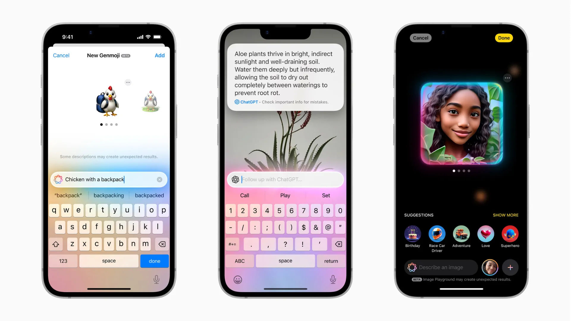Màn hình iPhone 16e hiển thị các tính năng thông minh của Apple Intelligence, bao gồm tạo tóm tắt văn bản và trả lời email tự động.