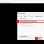 Màn hình "Mở Media" trong VLC cho phép phát video trực tuyến bằng cách dán URL.