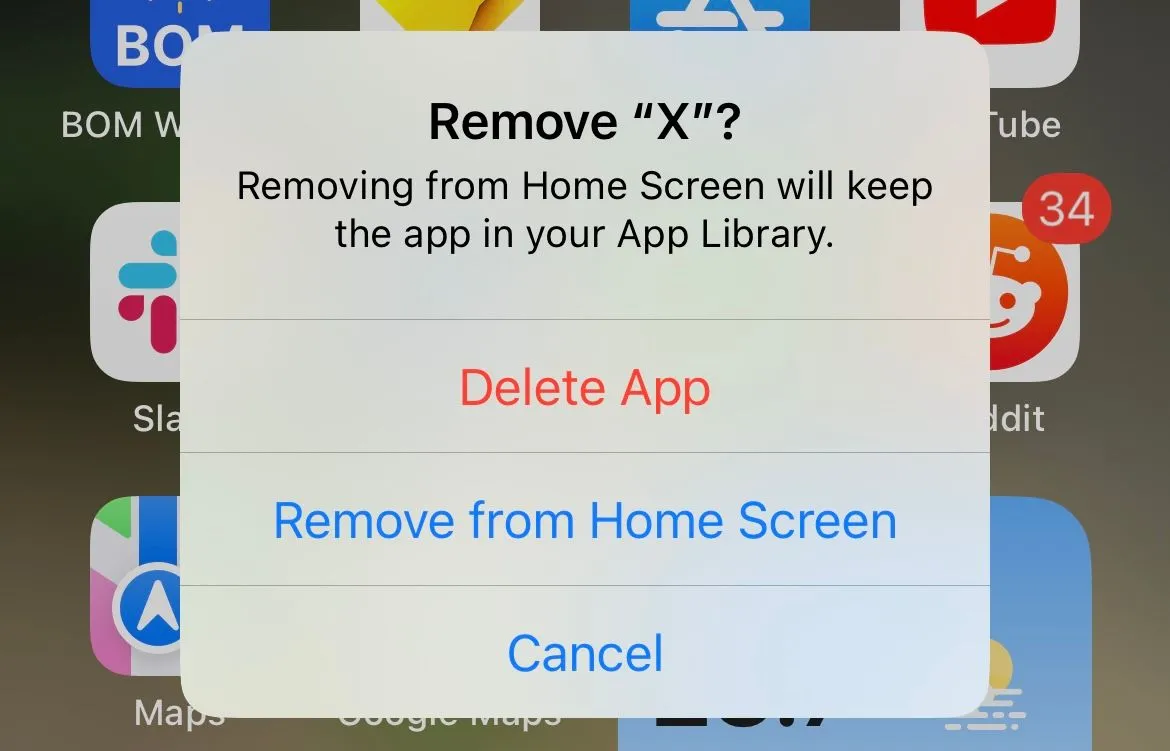 Màn hình xác nhận xóa ứng dụng trên iPhone, minh họa cách loại bỏ ứng dụng không còn cần thiết