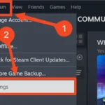 Menu Cài Đặt Steam trên máy tính PC