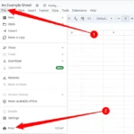 Mở menu Tệp và chọn In trong Google Sheets để cài đặt tiêu đề và chân trang