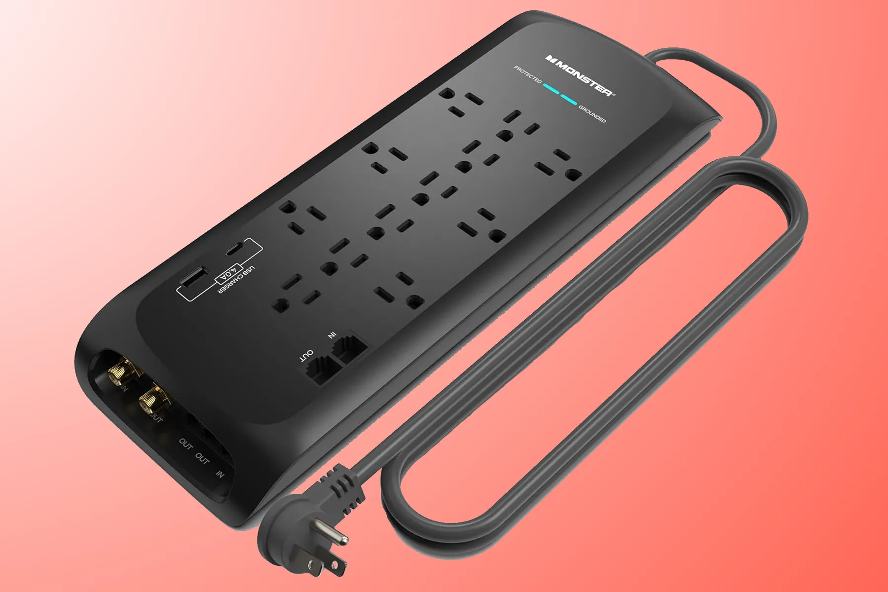 Monster 5007 Heavy Duty Surge Protector cho rạp hát gia đình, 12 ổ cắm và bảo vệ 4050 Joules