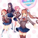 Một cảnh từ game Doki Doki Literature Club với các nhân vật anime nữ.