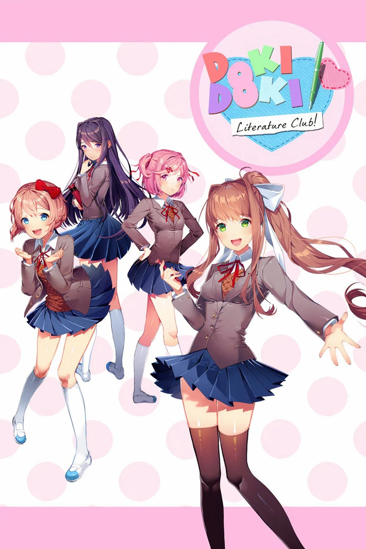 Một cảnh từ game Doki Doki Literature Club với các nhân vật anime nữ.