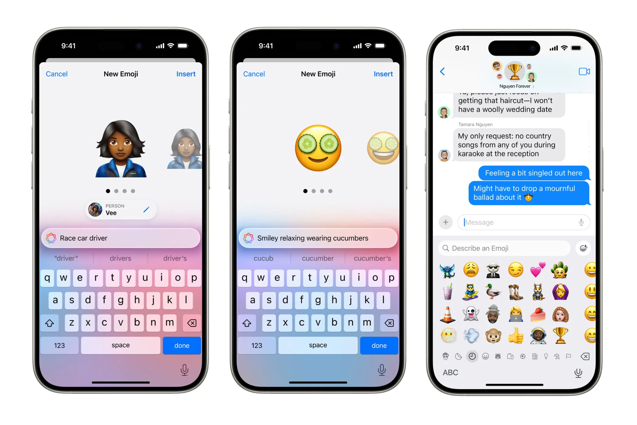 Một người dùng đang tạo Genmoji trên iPhone với giao diện ứng dụng tin nhắn của Apple.