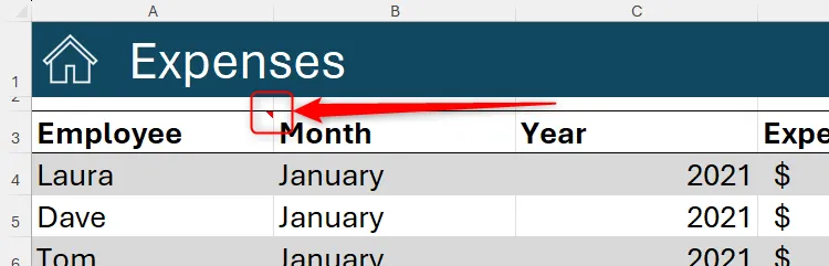 Một ô trong bảng tính Excel có biểu tượng ghi chú (note tag) màu đỏ ở góc trên bên phải, báo hiệu có thông tin bổ sung khi di chuột qua.