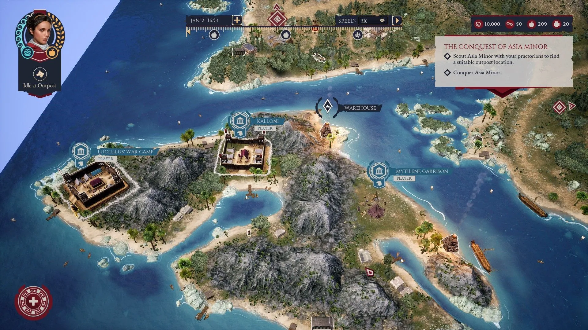 Người chơi chuẩn bị điều động đội quân La Mã trong game Expeditions: Rome