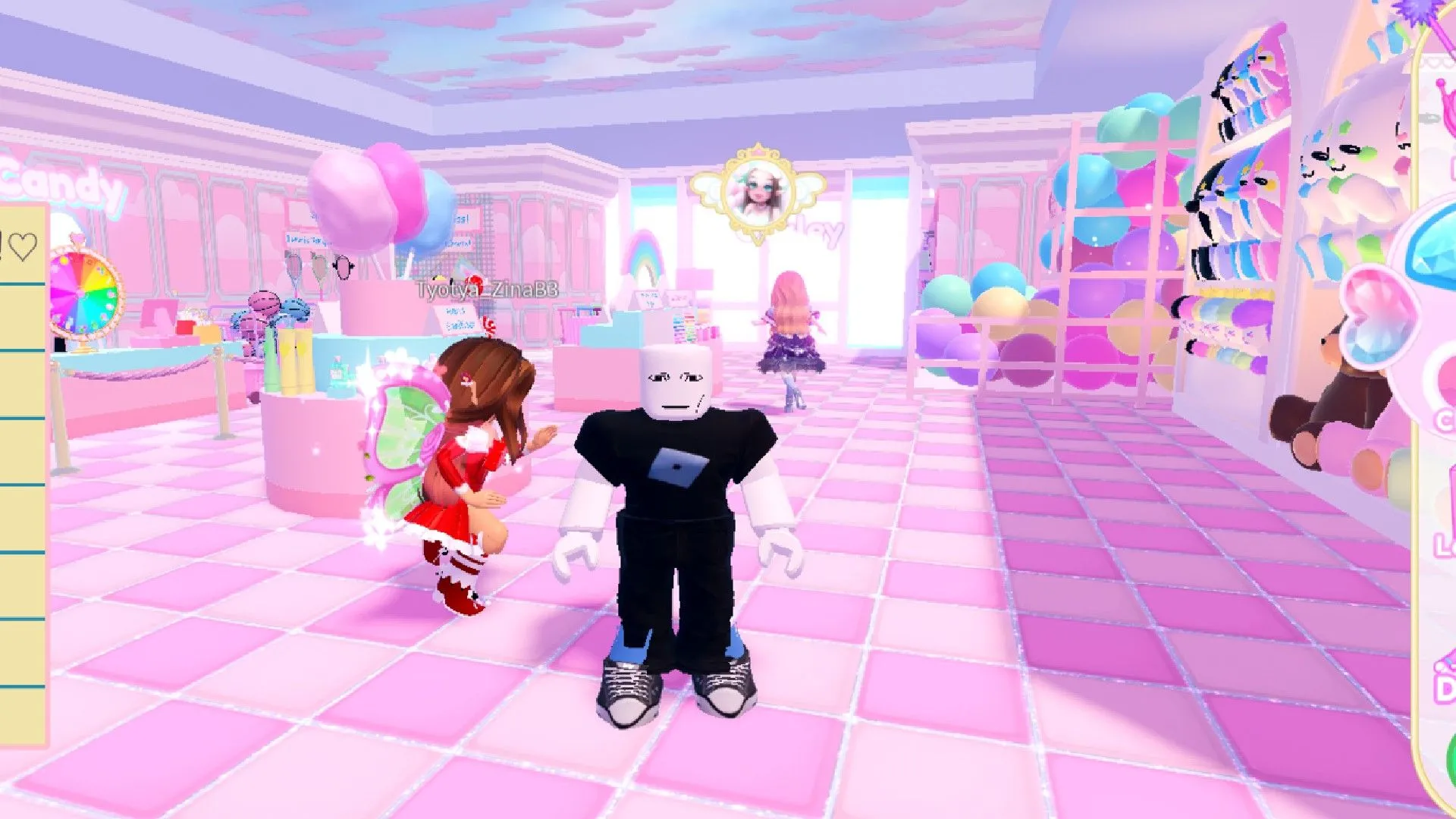 Người chơi đứng trong cửa hàng gần các người chơi khác trong game Roblox Royale High