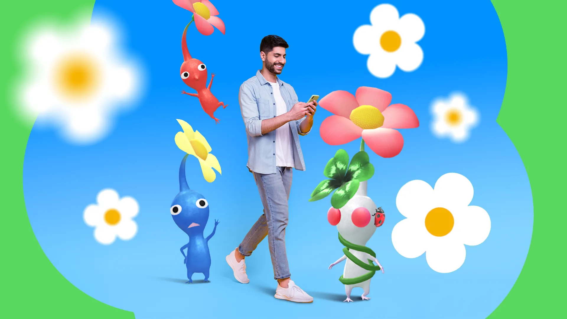 Người đàn ông chơi game trên điện thoại khi đang đi bộ, thể hiện tính di động vượt trội của game Android.