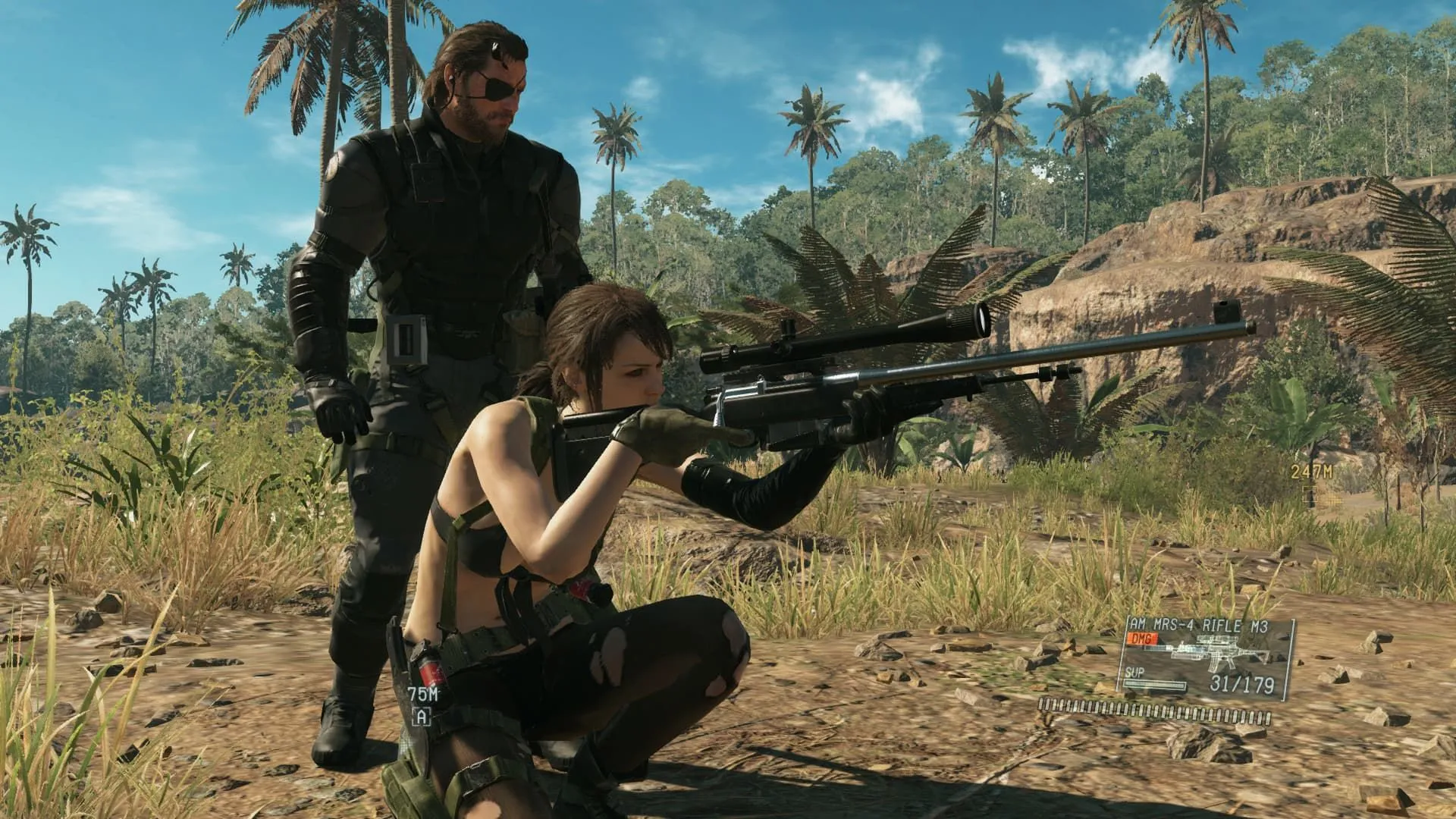 Nhân vật Snake trong Metal Gear Solid 5 The Phantom Pain thể hiện lối chơi phi bạo lực