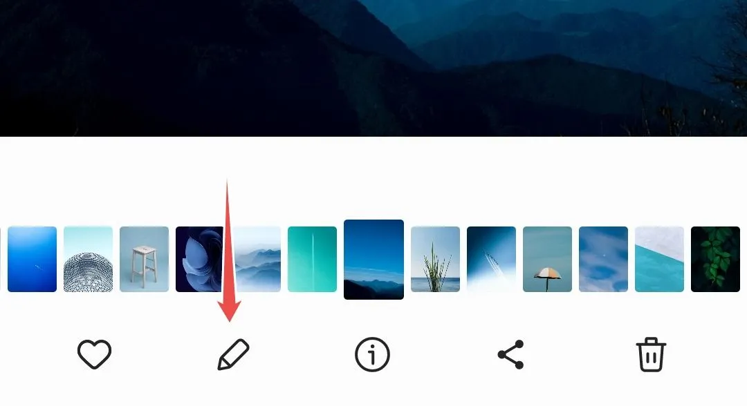 Nút chỉnh sửa trong ứng dụng Thư viện Samsung