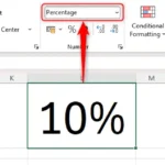 Ô L1 trong Excel hiển thị giá trị phần trăm và định dạng số tương ứng trên thanh Ribbon