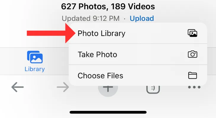 Phần Ảnh của iCloud hiển thị rõ tùy chọn Thư viện Ảnh