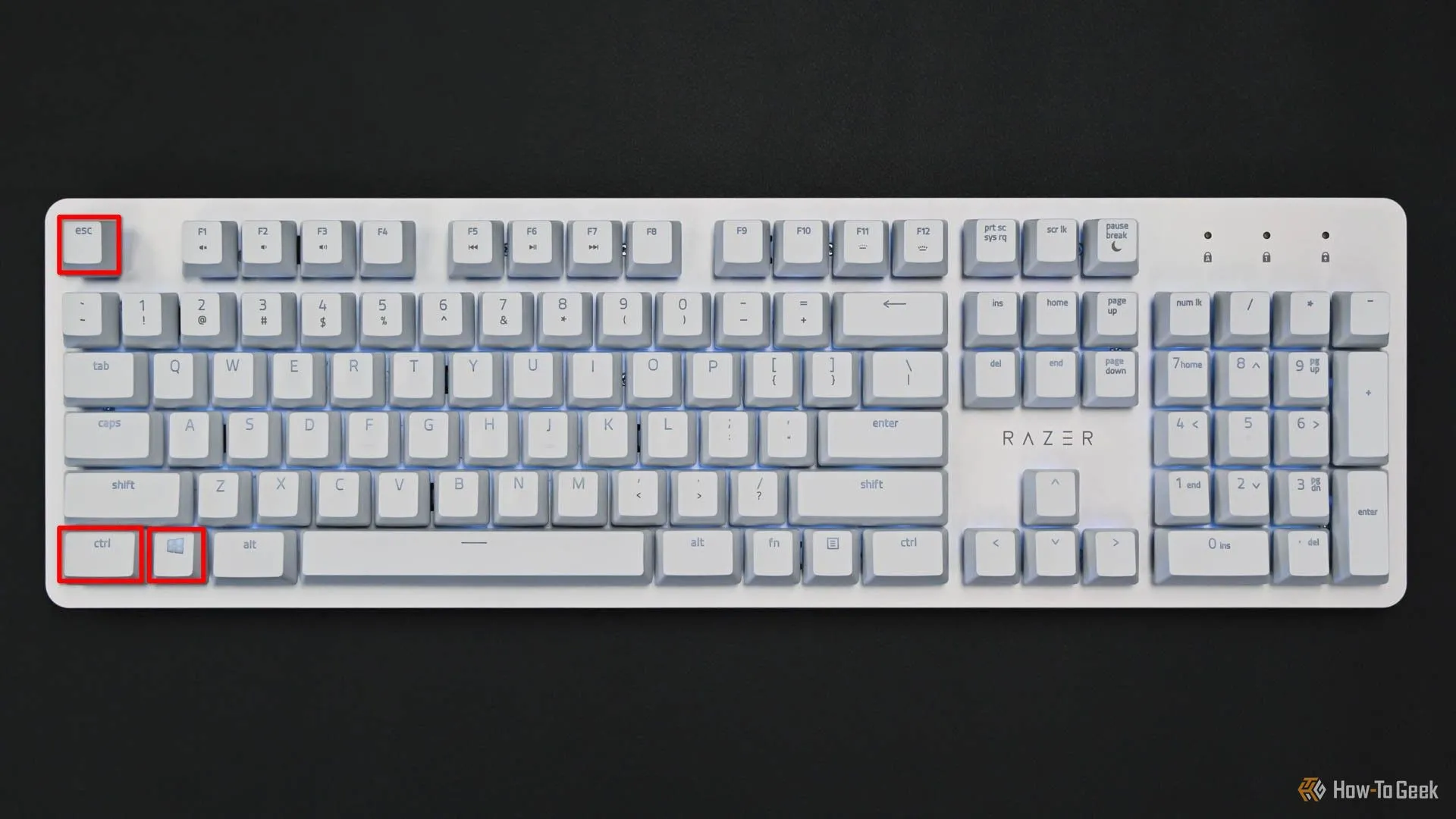 Phím Meta, Ctrl và Esc được đánh dấu, tổ hợp phím buộc đóng ứng dụng trên KDE Plasma.