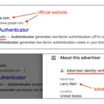 Quảng cáo giả Google Authenticator trên Google Search.