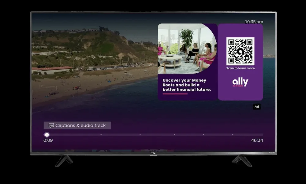 Quảng cáo "Pause Ads" hiển thị trên màn hình tạm dừng của Roku TV