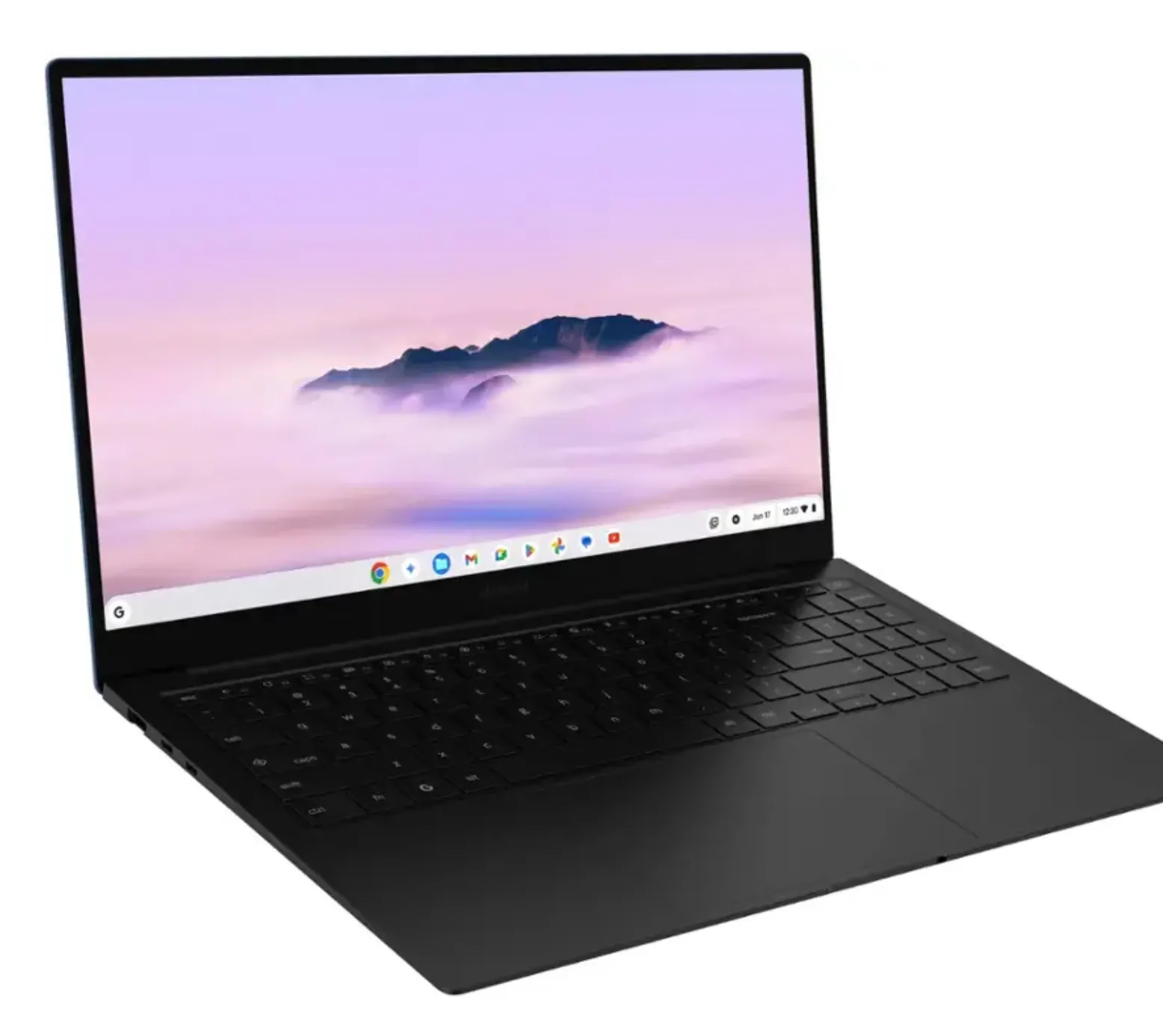 Samsung Galaxy Chromebook Plus với màn hình OLED 15.6 inch và bàn phím có đèn nền màu xanh Neptune Blue