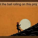 Sisyphus cuộn tảng đá lên đồi trong game Mondays: A Sisyphean Typing Game, minh họa luyện gõ phím.