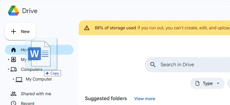 Tải file Word lên Google Drive để chuyển đổi sang Google Docs