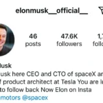 Tài khoản Instagram giả mạo Elon Musk với thông tin không chính xác.