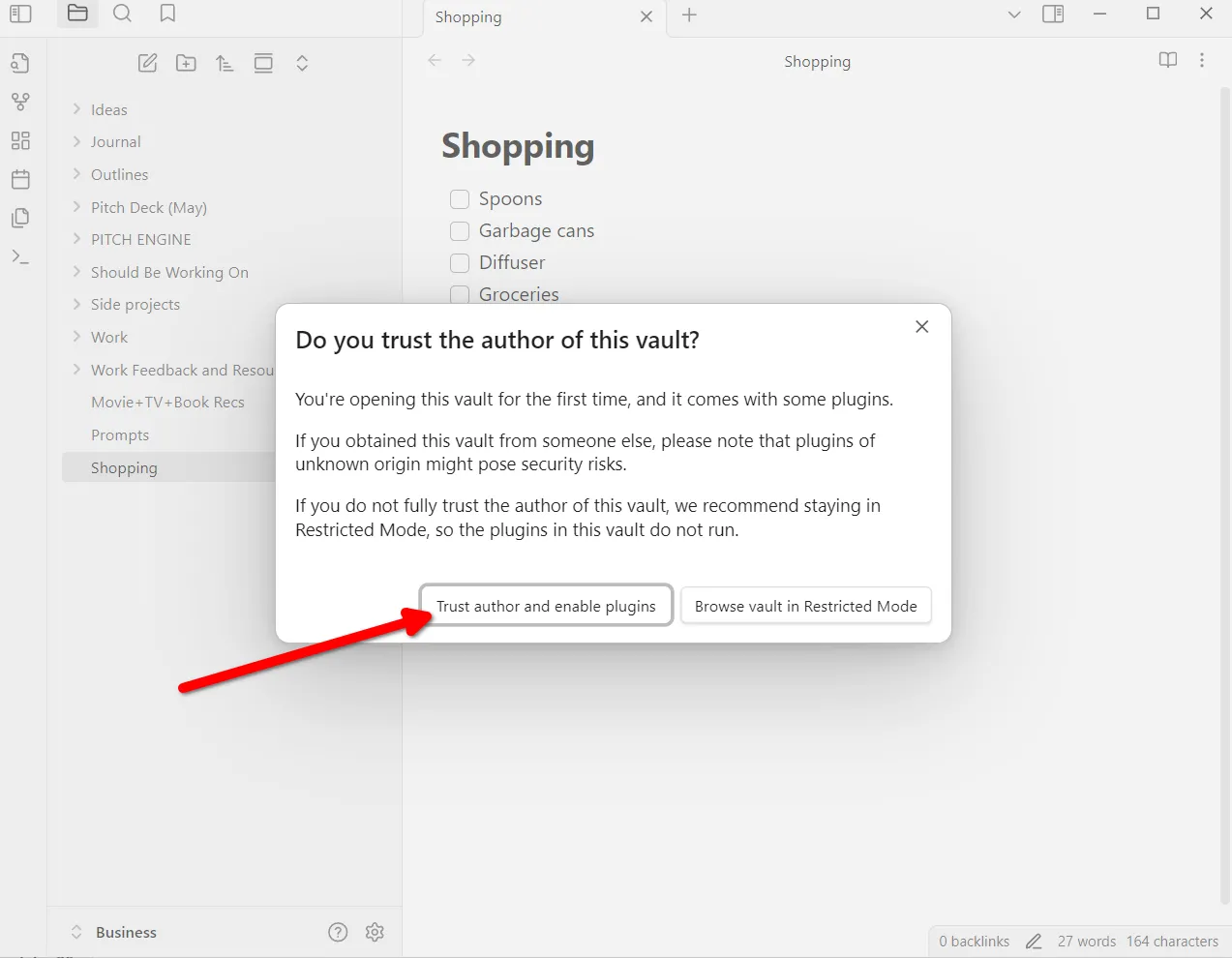 Tải vault Obsidian từ thư mục Google Drive đã đồng bộ