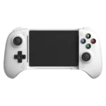 Tay cầm chơi game 8Bitdo Ultimate Mobile Gaming Controller gắn trên điện thoại Android, minh họa khả năng tương thích với nhiều kích thước điện thoại