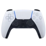 Tay cầm Sony DualSense màu trắng và máy chơi game PlayStation 5 thế hệ mới