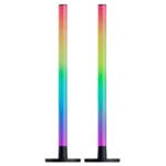 Thanh đèn Razer Aether Standing Light Bars trên bàn gaming với ánh sáng rực rỡ