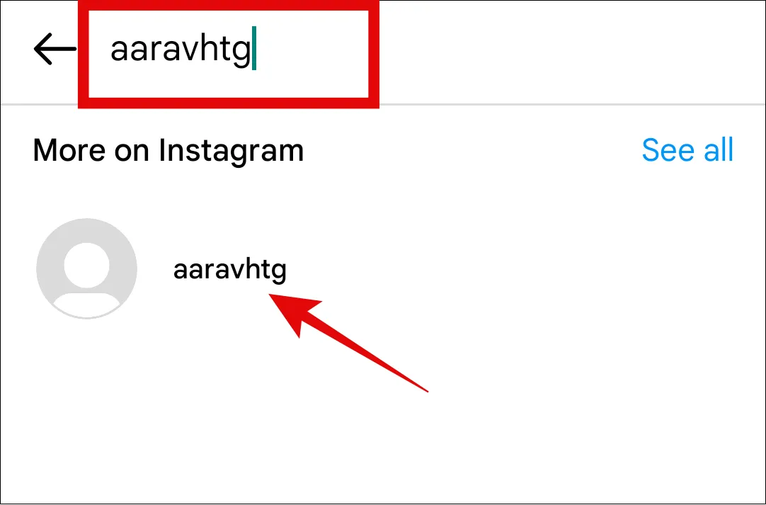 Thanh tìm kiếm trong hộp thư Instagram để tìm tài khoản nhắn tin