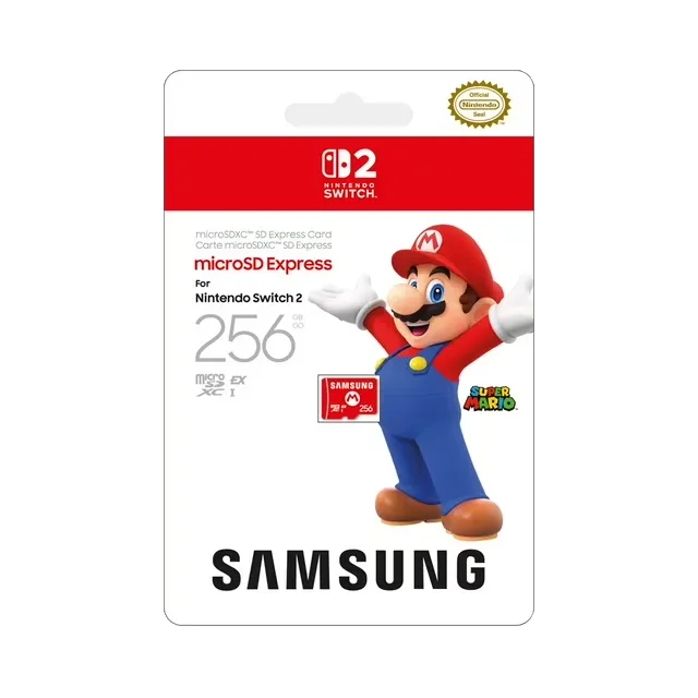 Thẻ nhớ Samsung microSD Express 256GB có hình Mario trên vỏ hộp