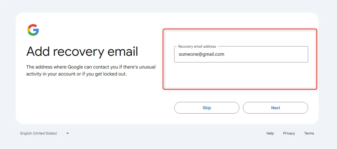 Thêm địa chỉ email khôi phục tùy chọn cho tài khoản Google