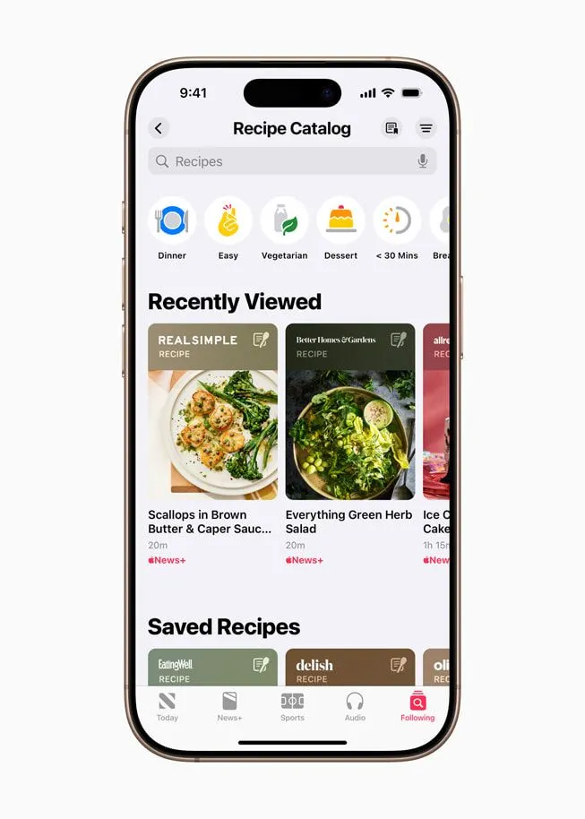 Thư viện công thức nấu ăn đa dạng trên Apple News+ Food