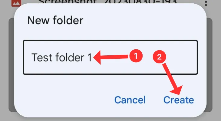 Trường để nhập tên thư mục trong Google Drive