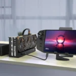 Vỏ bọc eGPU TREBLEET Thunderbolt 3 mini kết nối với Lenovo Legion GO để chơi game