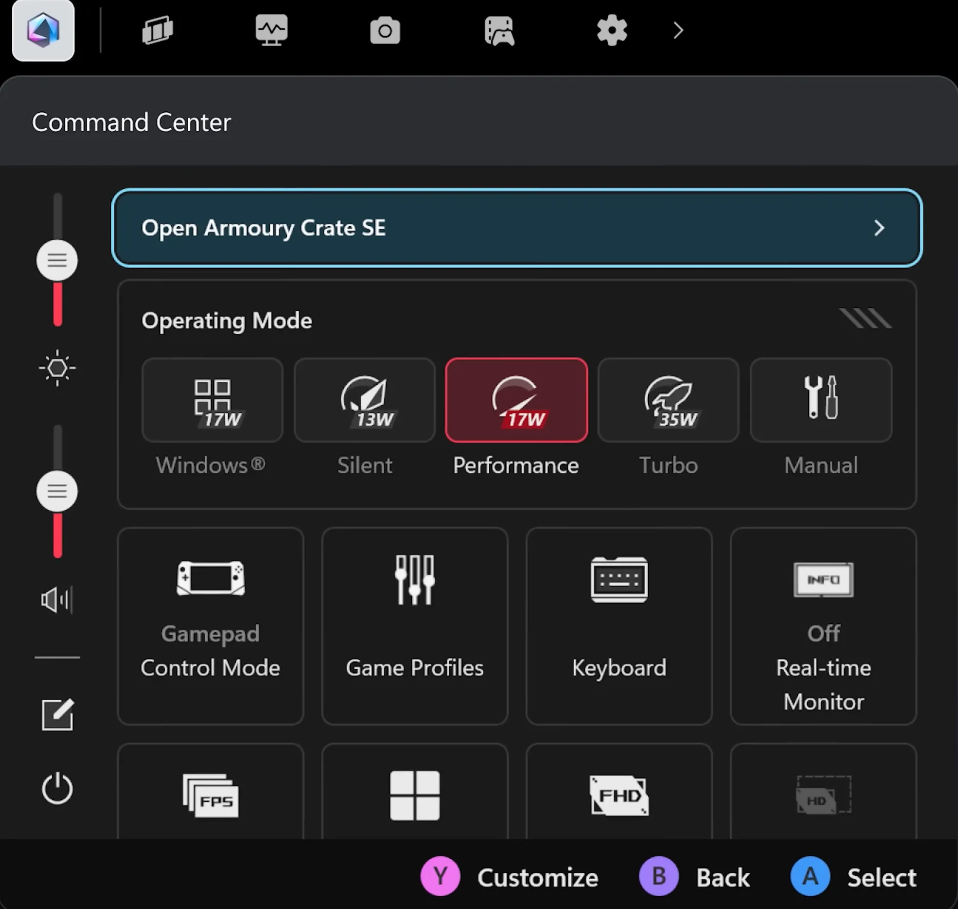 Xbox Game Bar được thiết kế lại chạy widget ASUS Armoury Crate, hiển thị các thông tin hiệu suất và tùy chọn